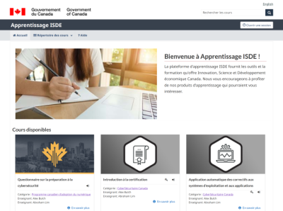 GCWeb Screen shot of sample Home page in French