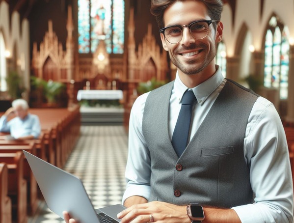 Using social media in the church. Image courtesy of Dalle 3.